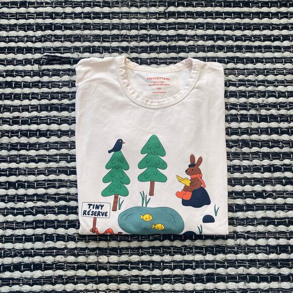 🌿Tinycottons Unisex Tiny Reserve Woods Ivory Long Sleeve Top Shirt 10Y - Picture 1 of 6